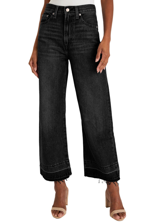 Raw Hem High Waist Straight Leg Loose Jeans